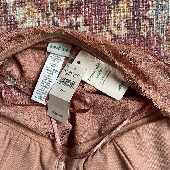 Women’s Small Aerie Halter Lace Bralette in Tan - Picture 6 of 6